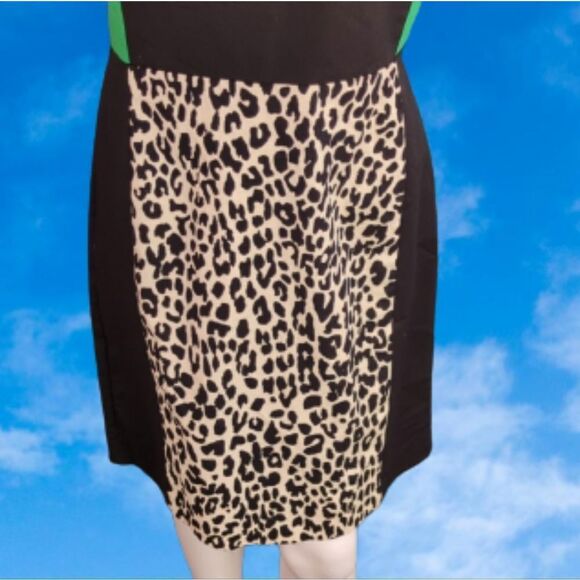 NWT! Calvin Klein Leopard Print Color Block Dress - Picture 4 of 15